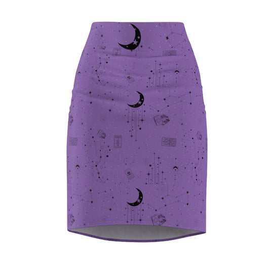 Tarot Moon Stars Pattern Women's Pencil Skirt